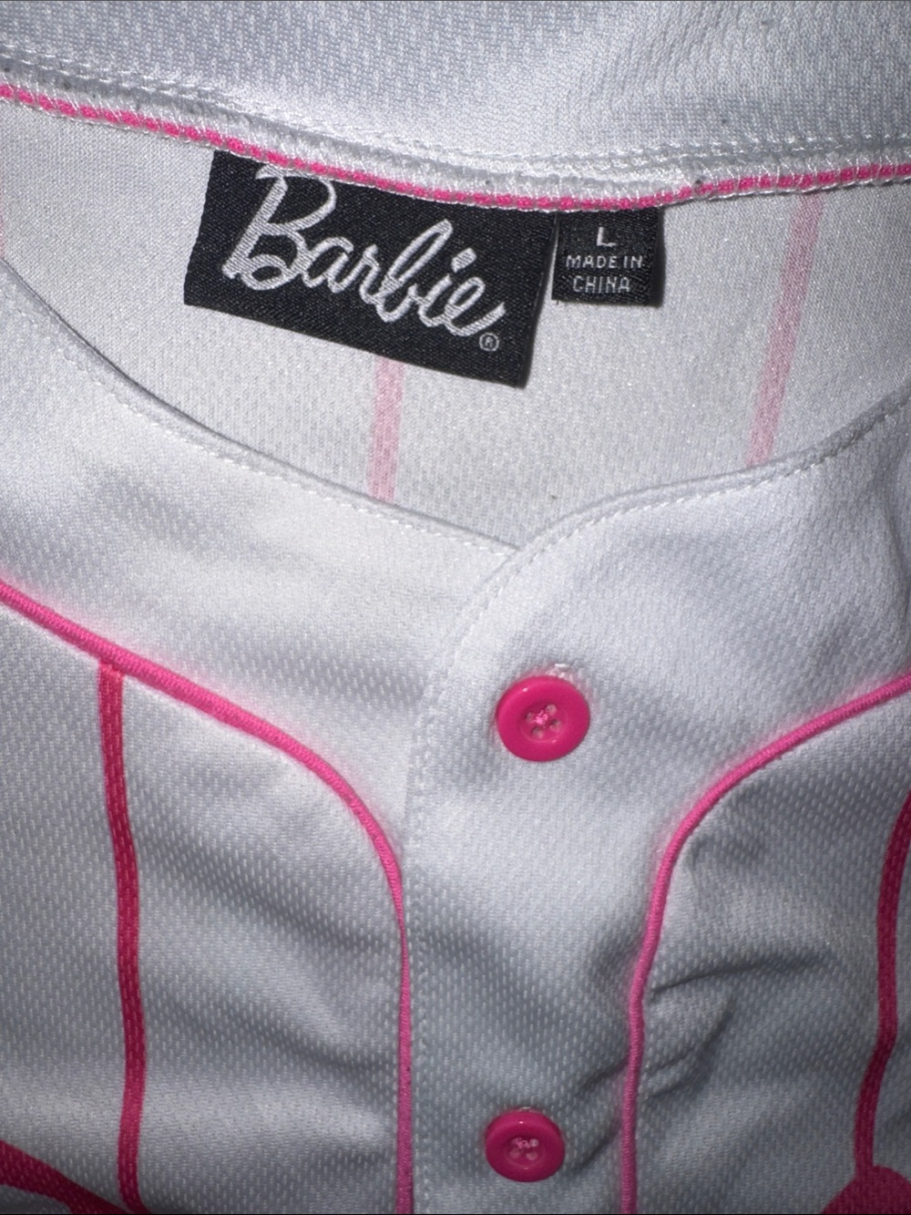 Barbie Core Barbie Jersey Hot Pink Pinstripe - Picture 2 of 3